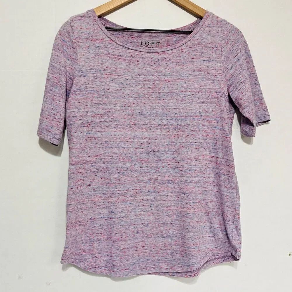 Loft Purple Marled Tee Sz S